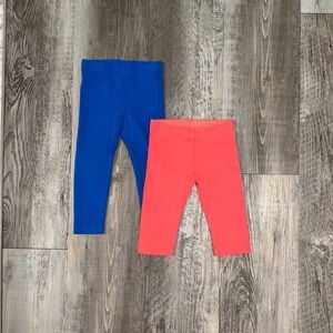 Tea Collection: Vibrant Blue and Coral Crop Leggings